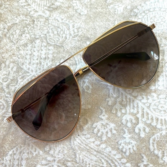 NWOT Zadig & Voltaire Full Rim Gold Tone Metal Aviator Sunglasses Gradient Lens - Picture 1 of 12